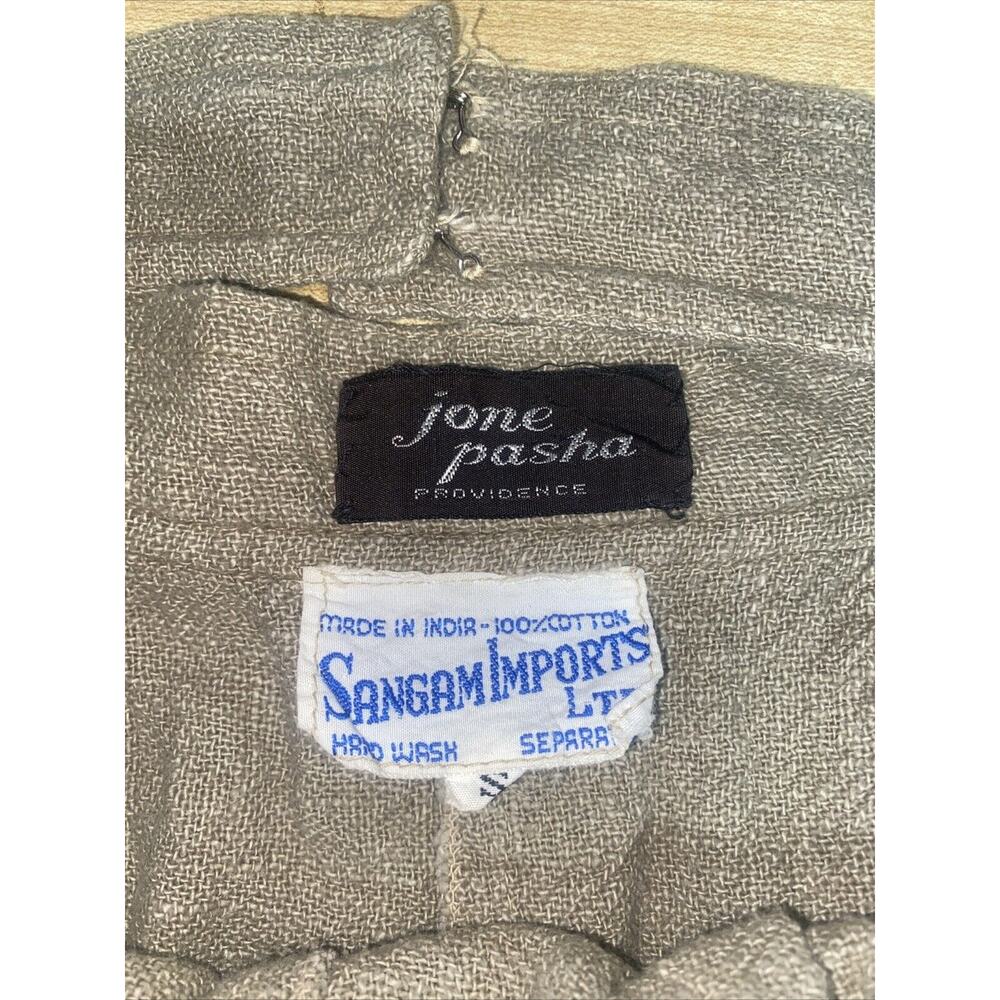 Vintage 60s Sangam Imports Midi A Line Skirt Khaki Cotton Sz Small - Picture 8 of 11